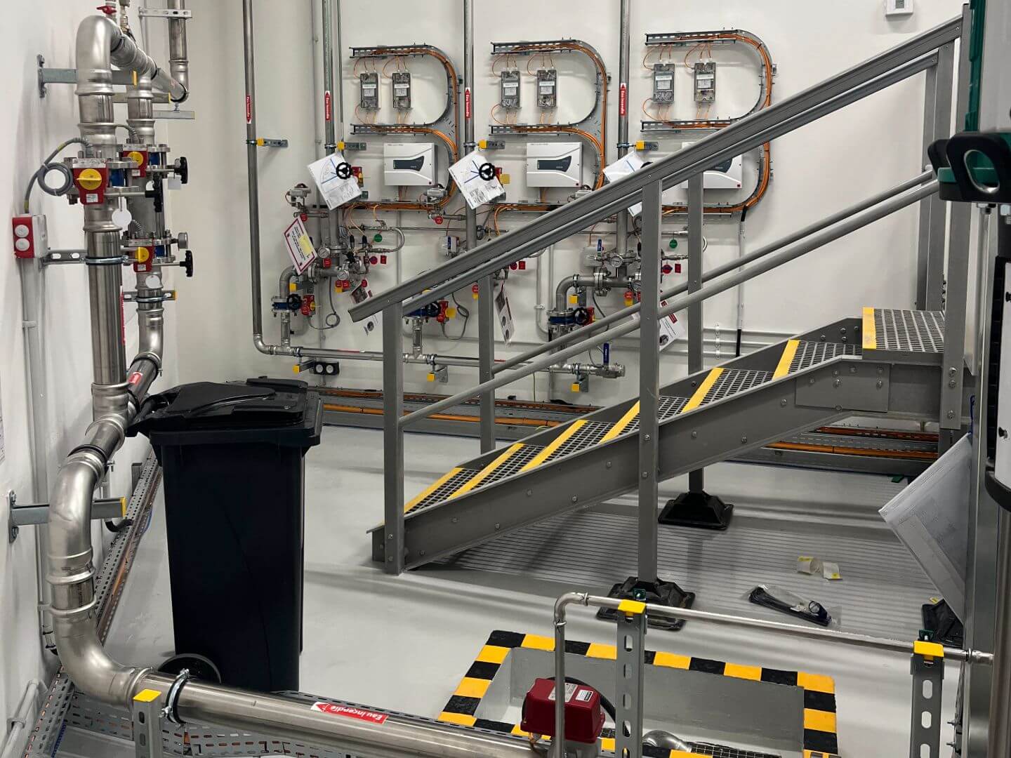 Industrial stairs, support structure and stainless piping